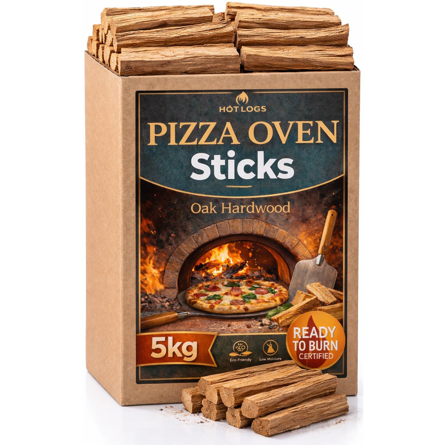 5kg Premium Oak Wood Pizza Sticks for Small Pizza Ovens