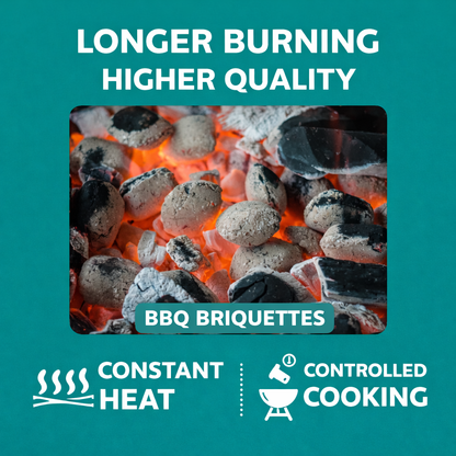 10kg Bag of Premium BBQ Hotter Longer Burning Charcoal Briquettes