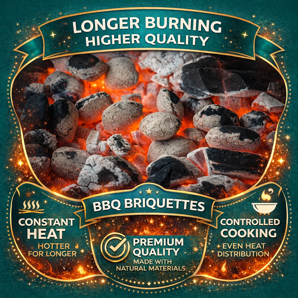 10kg Bag of Premium BBQ Hotter Longer Burning Charcoal Briquettes