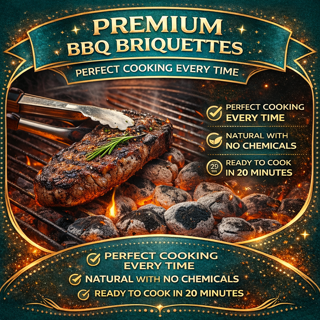 10kg Bag of Premium BBQ Hotter Longer Burning Charcoal Briquettes