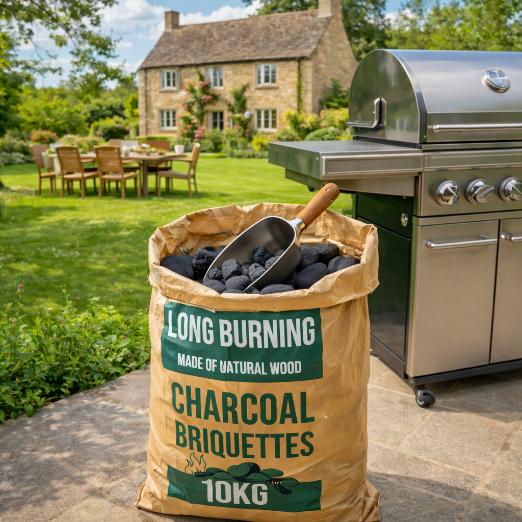 10kg Bag of Premium BBQ Hotter Longer Burning Charcoal Briquettes