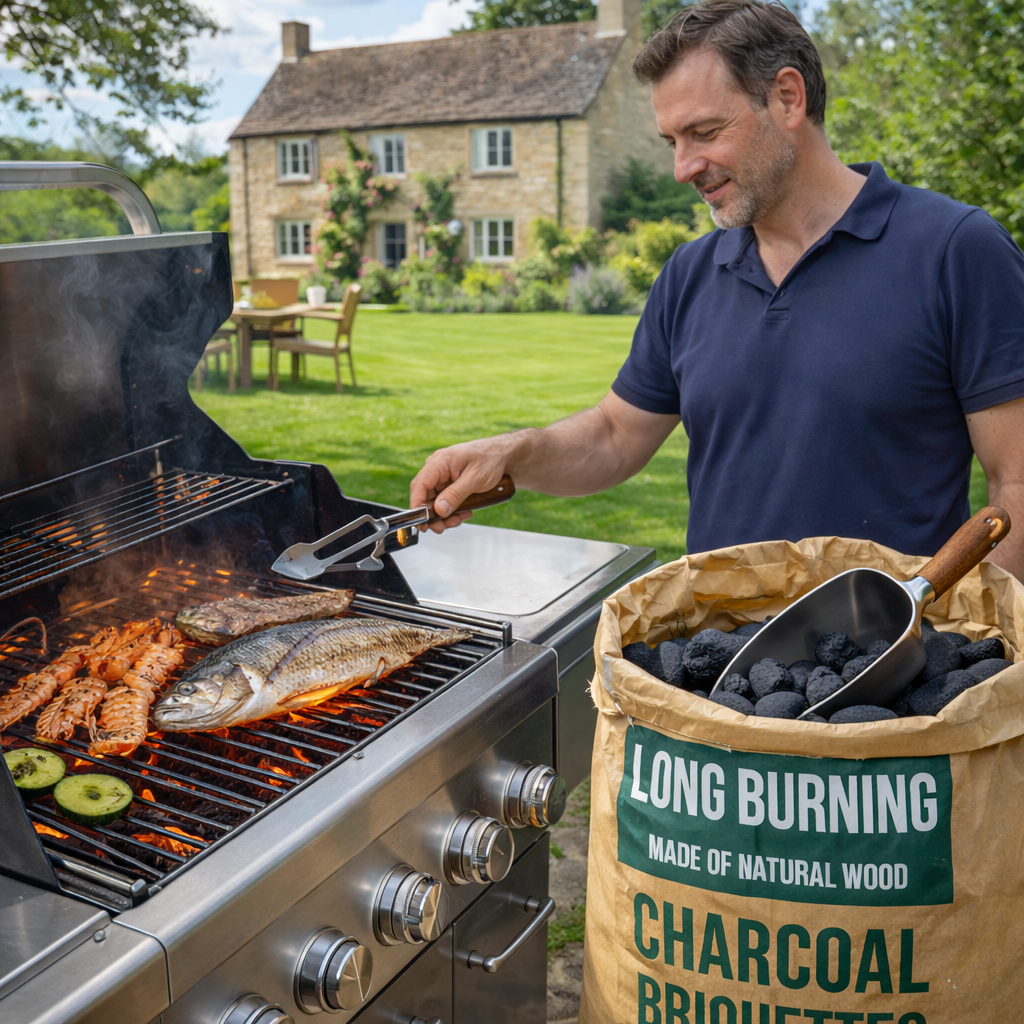 10kg Bag of Premium BBQ Hotter Longer Burning Charcoal Briquettes