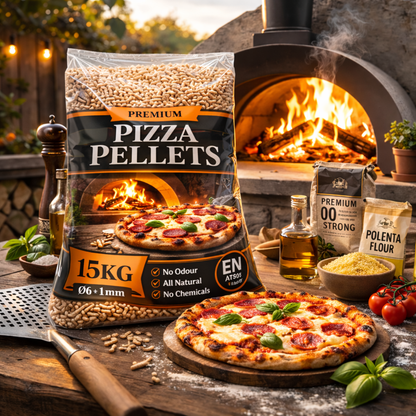 15kg Premium Pizza Hardwood Pellets – for Pizza Ovens, BBQs, Smokers & Fire Grills