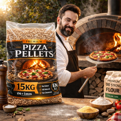 15kg Premium Pizza Hardwood Pellets – for Pizza Ovens, BBQs, Smokers & Fire Grills