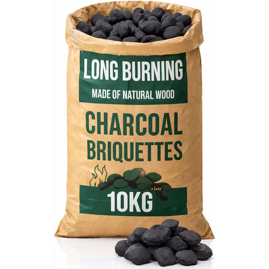 10kg Bag of Premium BBQ Hotter Longer Burning Charcoal Briquettes