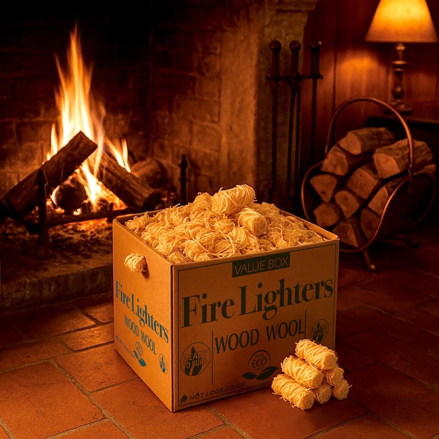 300 pcs Natural Wood Wool Wax Fire Lighters